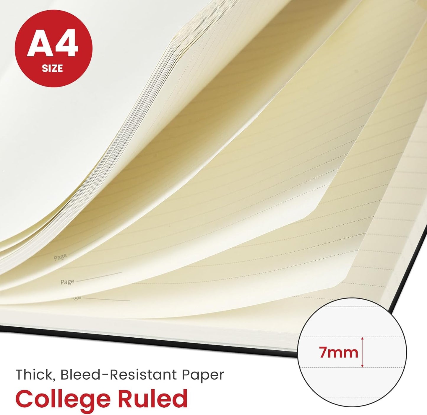 Taja Spiral Lined Notebook, 8.5"x11" Notebooks for Work, Large A4 Journal for Women & Men, College Ruled Journaling Notebook for Writing, Plastic Cover Spiral Journal, Black