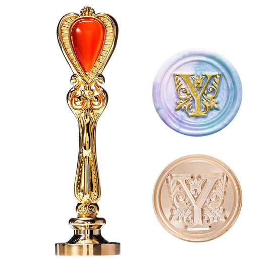 Letter Y Sealing Wax Stamp, Lucky Goddness Alphabet Wax Seal Stamp Y, Gold