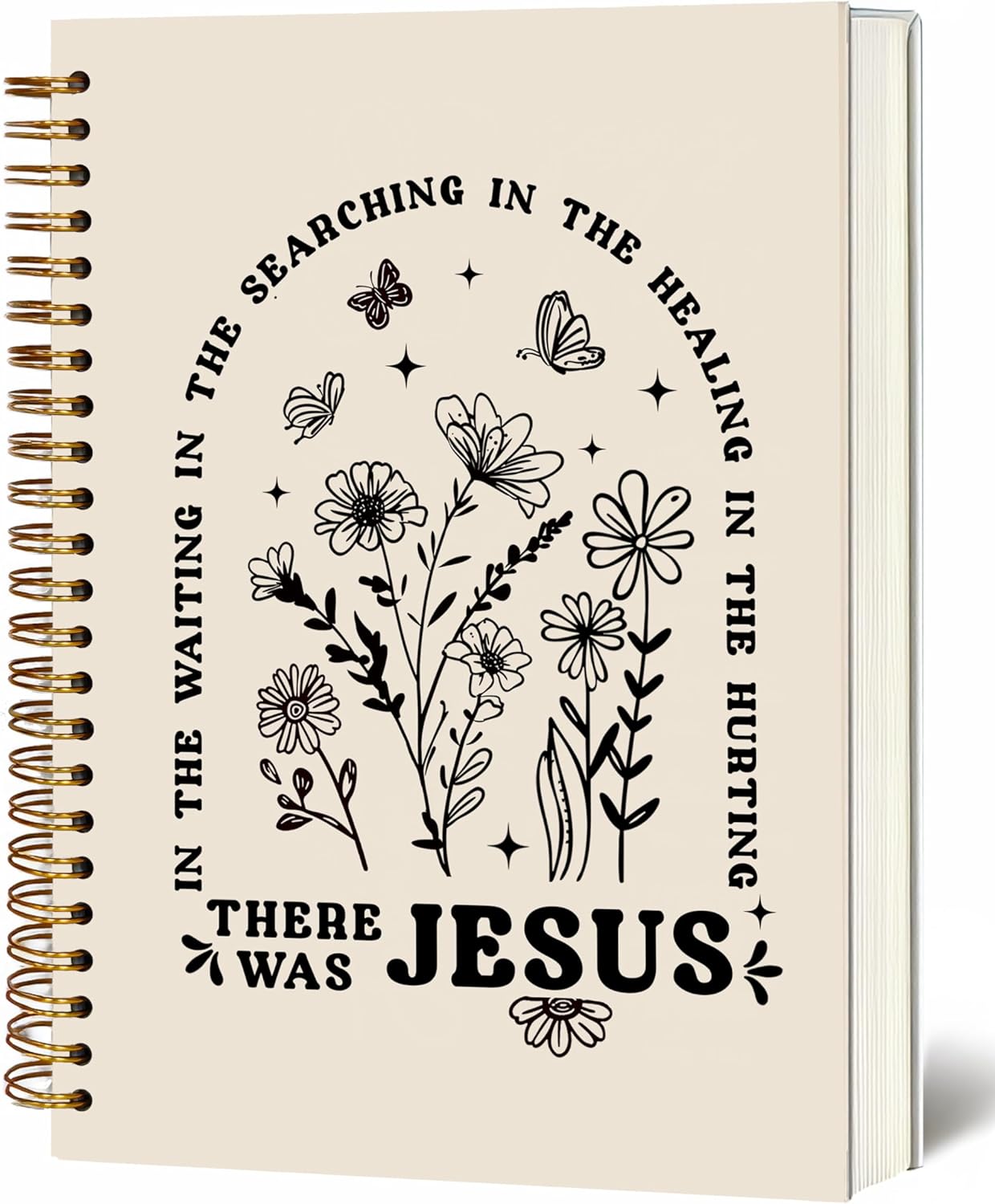 YOU FOUND ME Bible Notebook, A5 Spiral Christian Journal with Floral Pink Butterfly Notebook, There Was Jesus, Inspirational Notebooks for Women, Gift for Birthday Christmas, Office Supplies