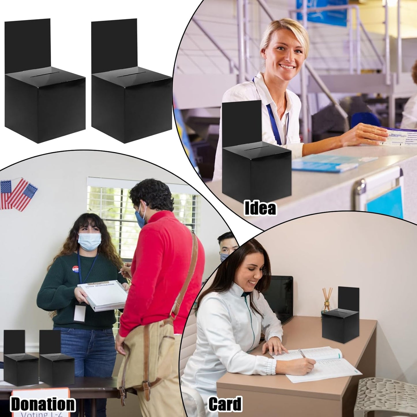 Ysglory 12 Pack Raffle Ticket Box Black Cardboard Suggestion Box with Slot Donation Ballot Boxes for Fundraising Collecting Business Card Voting Contest, 6 x 6 x 6 Inches