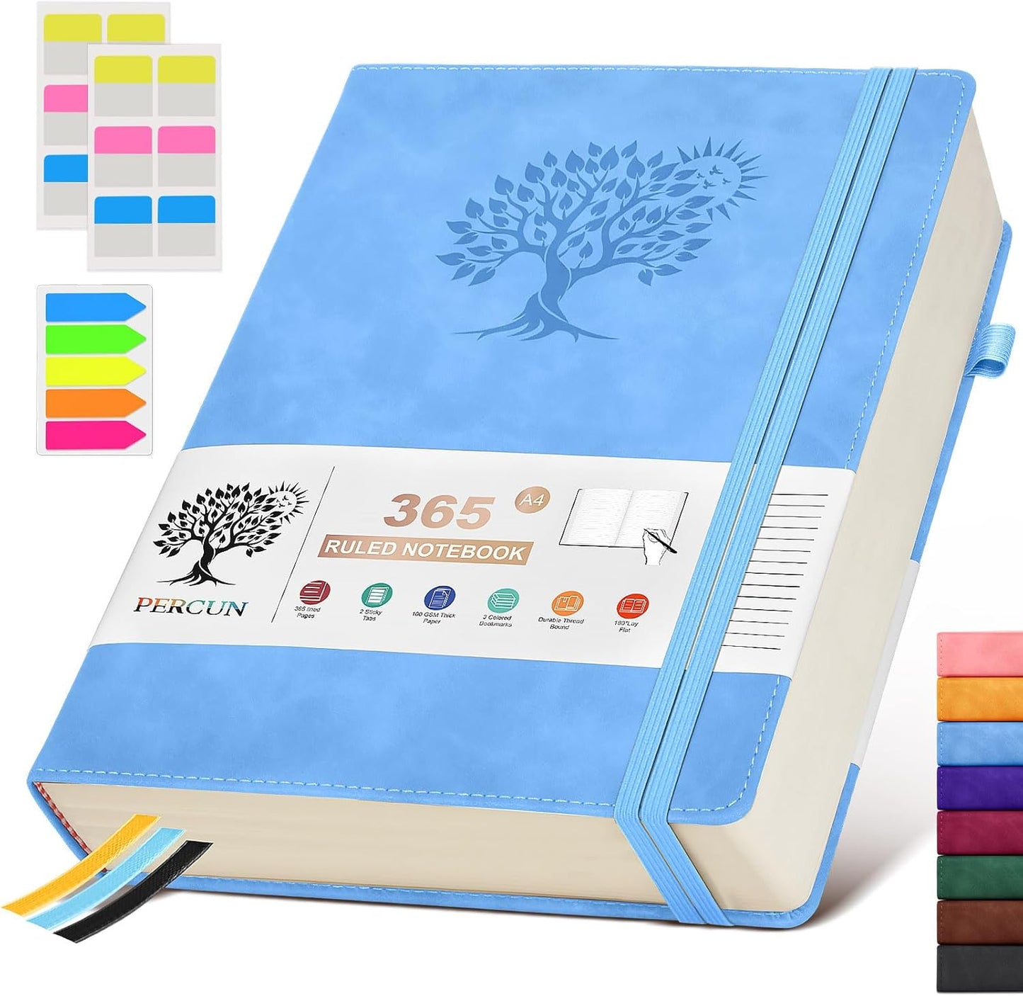 A4 Lined Journal Notebook，365 Page Large Leather Journals for Writing Women Men，Hardcover Notebook with 100Gsm Thick Pages for Travel，Work，School，College Ruled, Daily Diary (8.5" x 11.4")