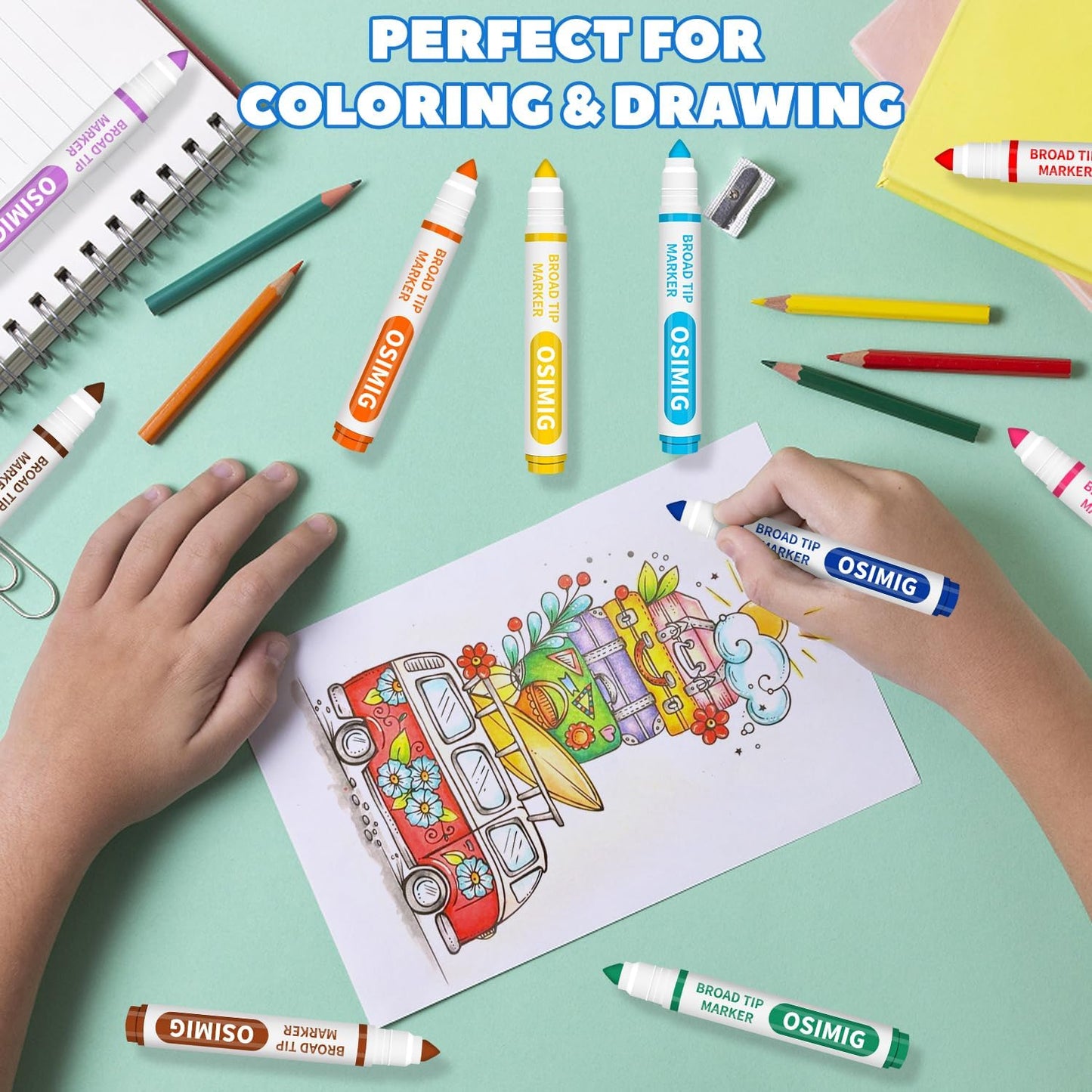 Washable Markers Bulk, 240 Count, 12 Assorted Colors, Markers for Classroom, Broad Line Conical Tip, Large Capacity, School Art Supplies for Kids