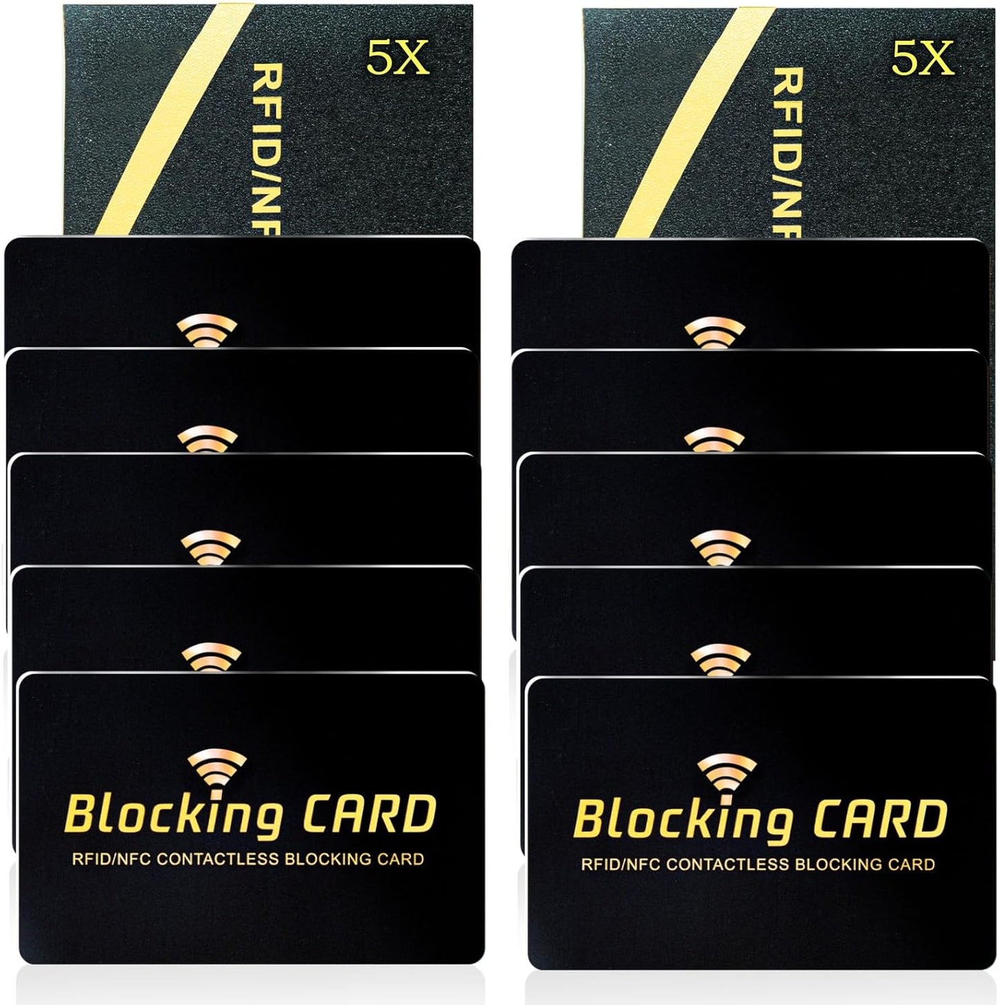 RFID Blocking Card 10 pack,One Card Protects Entire Wallet,RFID/NFC Contactless Bank Debit Credit Card Protector ID ATM Guard Card Blocker,Smart Slim Design Perfectly Fits in Purse–Black