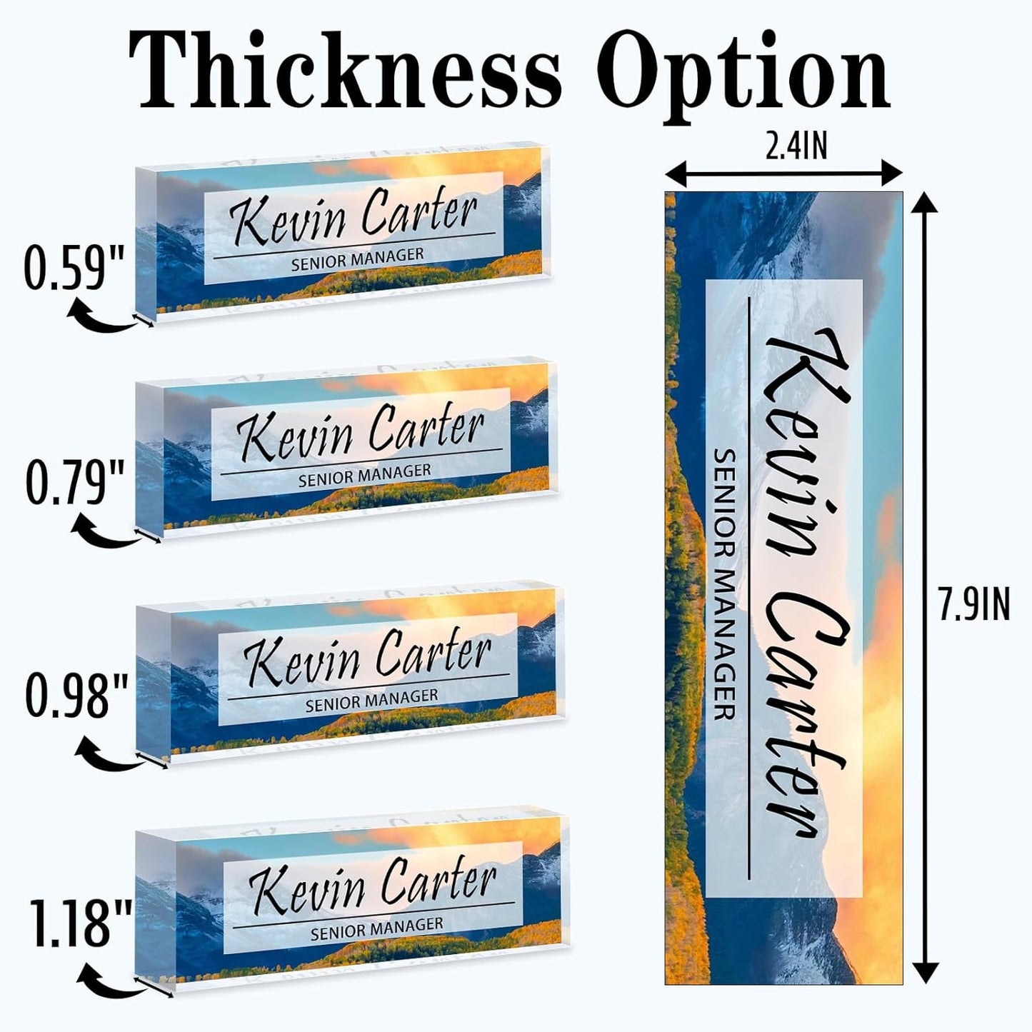 Name Plate for Desk Personalized, Acrylic Desk Decorations, Employee Appreciation Gifts, Custom Office Gifts for Coworkers, Boss, Teacher, Nurse (Landscape 02)