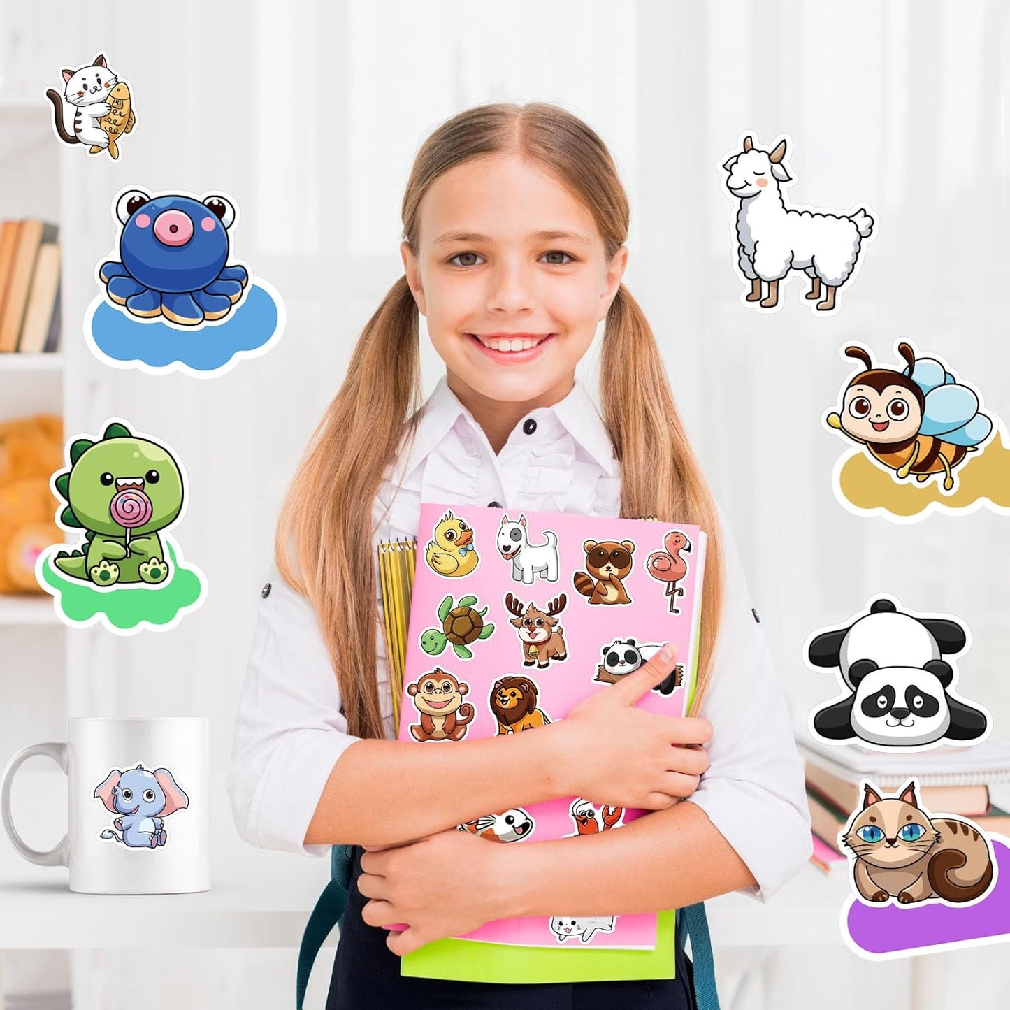 Animal Stickers for Kids 300 Pcs Kawaii Cute Mixed Animals Sticker Pack, Teacher Classroom Prizes for Reward, Waterproof Vinyl Stickers for Water Bottles Laptop Scrapbook Journaling Notebook Diary etc