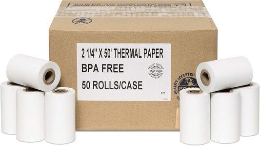 2-1/4 X 50 Thermal Paper Verifone Vx520 Ingenico ICT220 ICT250 FD400, 50 BPA Free Rolls by Rollxy