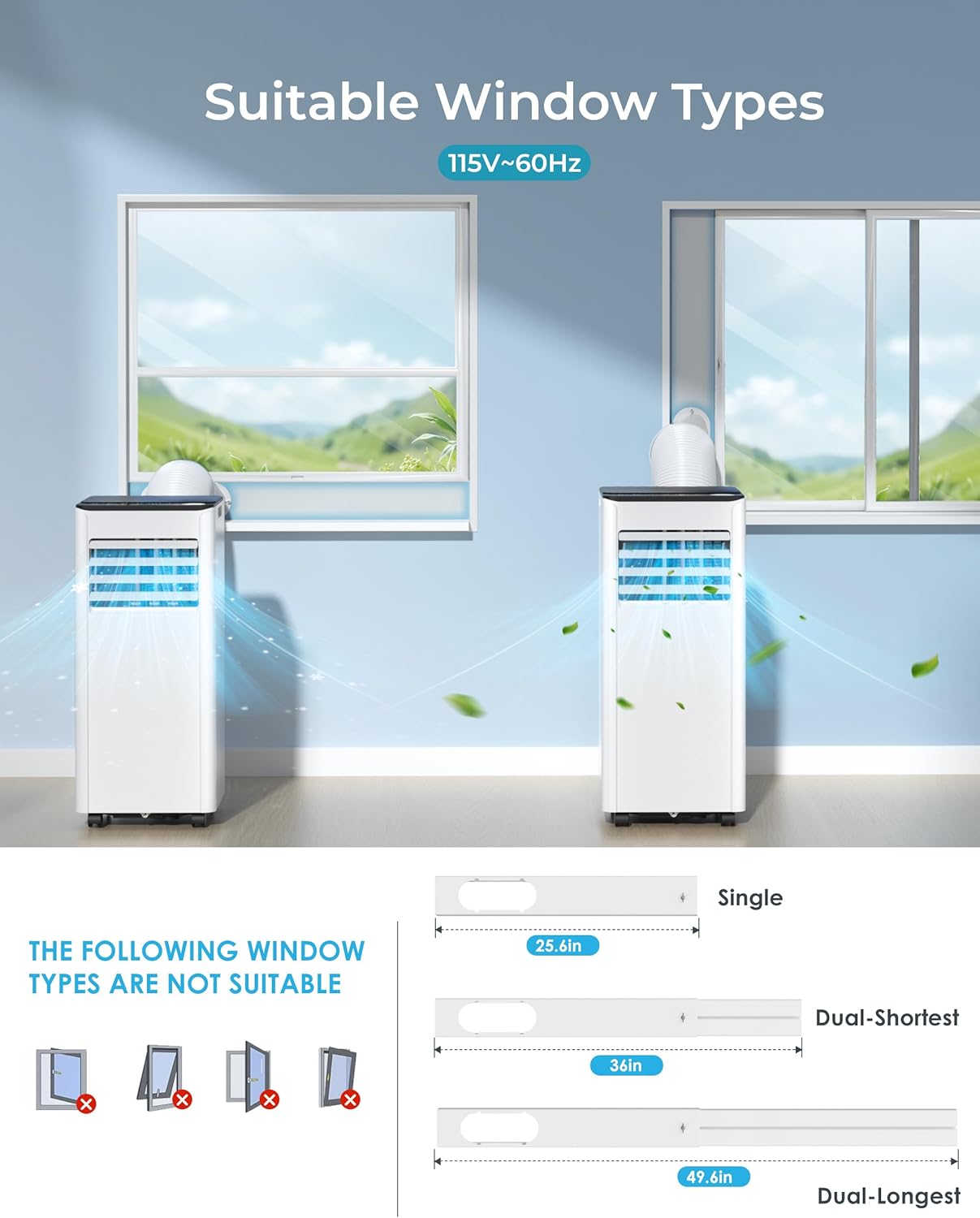 EUHOMY 10,000 BTU Portable Air Conditioners Unit Up to 450 Sq.Ft, 3-in-1 Portable Air Conditioner, Portable AC Unit with Cool, Fan, Dehumidifier, Sleep Mode, 24H Timer, RVs, Office, Apartments, White