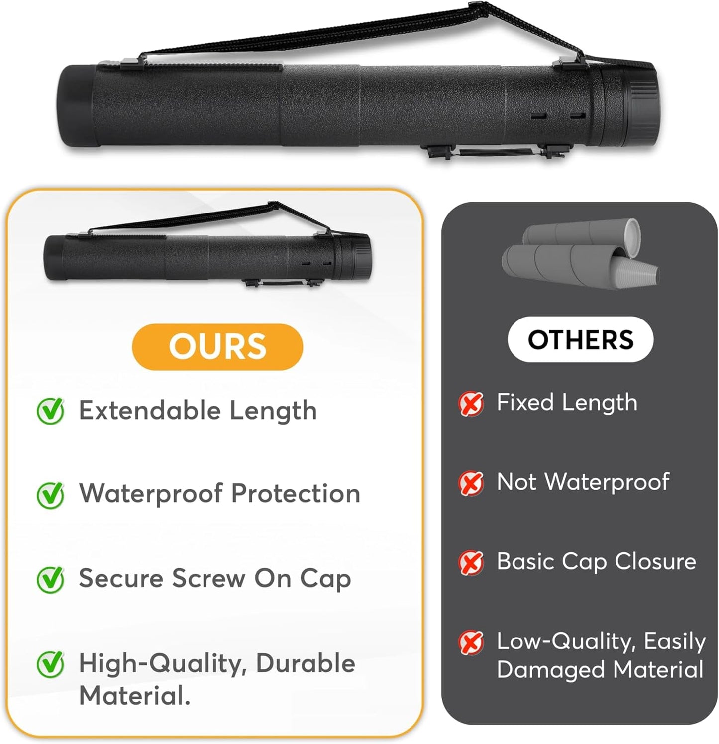 Extendable Poster Tubes For Storage - Blue Print, Mailing Tube, Arrow Tube, Art Carrying Case, Paper Tubes, Paint Tube Storage, Poster Bag, Packing Tubes, Drawing Case, Map Storage, Organizer