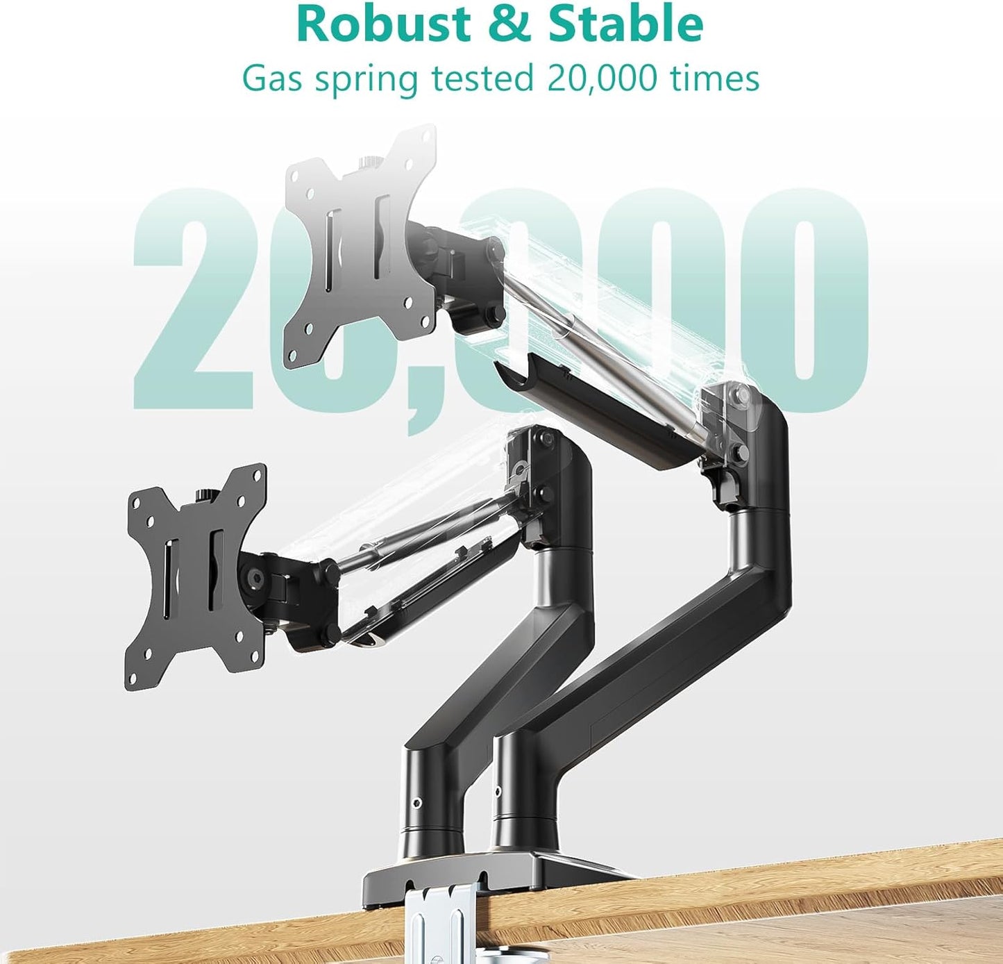 WALI Dual Monitor Stand for 17-32 inch Computer Screens, Dual Monitor Arms for 2 Monitors Holds up to 22 lbs, Height Adjustable Gas Spring Dual Monitors Mount, VESA 75x75/100x100mm (GSMP002N), Black