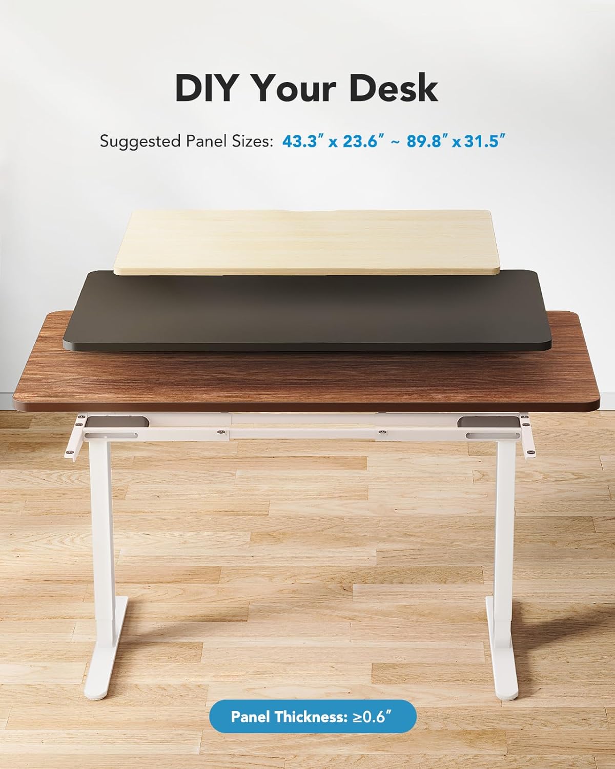 HUANUO Electric Standing Desk Frame with 265 lbs Dual Motor,Thick T-Shaped Desk Legs Made of Automotive-Grade Steel,for Max 90″x31.5″ Desktop, Height Adjustable Desk Frame for Home Office,Frame Only