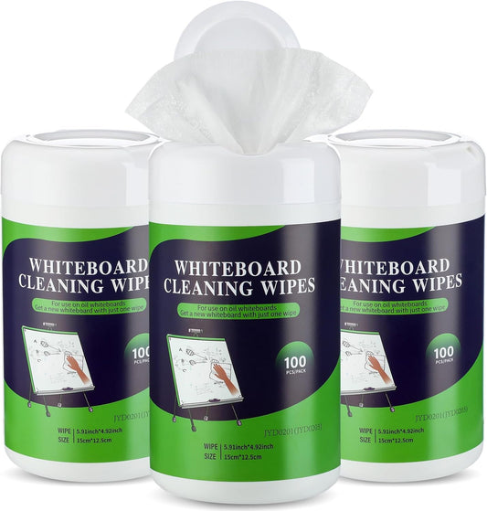 3 Pack Dry Erase Wipes 300 Pcs Whiteboard Cleaning Wipes Wet Whiteboard Cleaner Classroom Teacher Supplies, 100 Pcs Per Canister