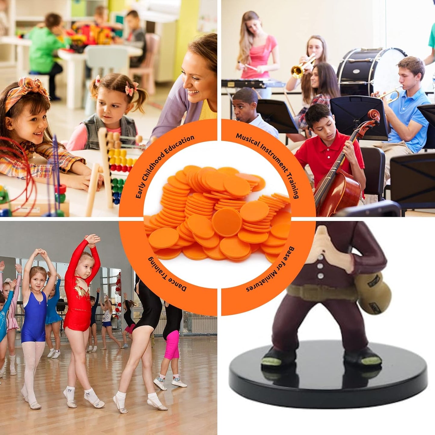 Set of 100 Opaque Plastic Learning Counters Mini Poker Chips Game Tokens with Storage Box (Starry Orange, 1.26 Inch)