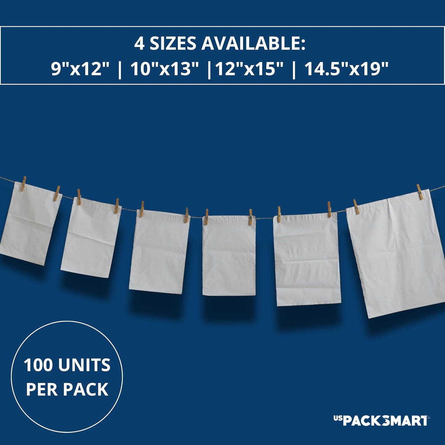 White Plastic Poly Mailers 9"x12" | Shipping Bags for Clothing, Books, and Accessories | Durable Shipping Envelopes | Waterproof, Tear-Proof with Strong Self-sealing Adhesive | 100-Pack