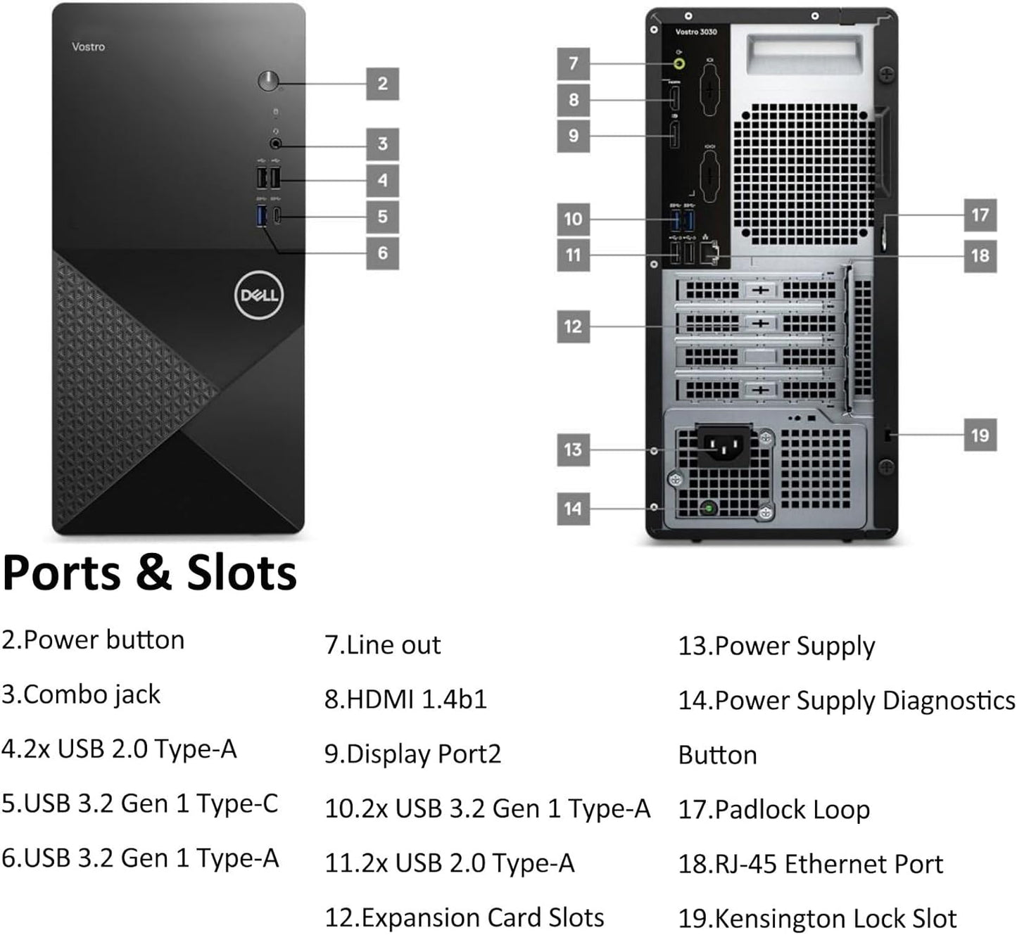 Dell Desktop Computers, 3030 Tower Desktop PC, 14th Gen Intel Core i5-14400 (Beat i7-13620H), 32GB DDR5 RAM, 1TB PCIe SSD, WiFi Adapter, DisplayPort, HDMI, Type-C, Keyboard and Mouse, Windows 11 Pro