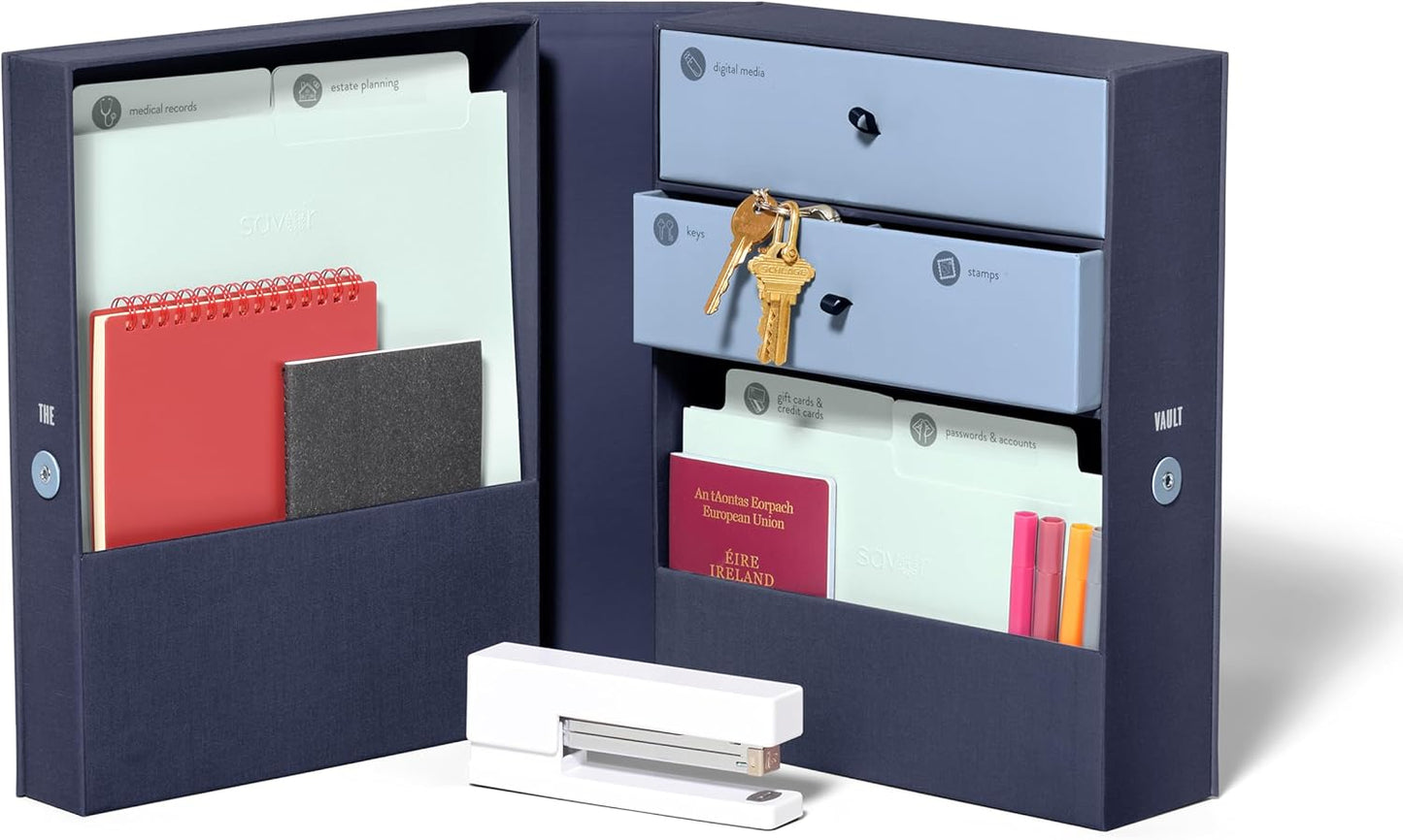 Savor | All-in-One Desk Organizer | Blue – Keep Desk, Office, and Home Organized All-in-One Storage System for Important Files, Documents, Stationery, and Office Supplies