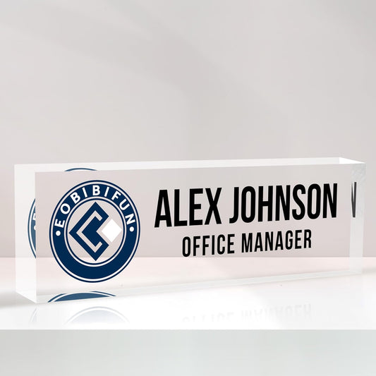 Personalized Name Plate for Desks, Custom Desk Name Plates, Acrylic Name Plate Office Desk Accessories, Personalized Office Gifts for Coworkers Teachers, Employee Appreciation Gifts (B-BusinessLogo)