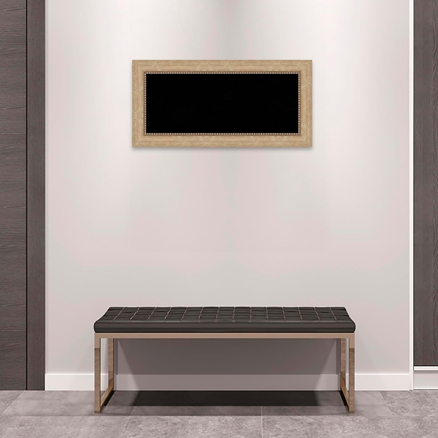 Amanti Art Black Cork Board for Wall, 17x35 Vision Board with Gold Frame, Medium Corkboard Office Decor for Home Organization, Casual Corkboard Pinboard to Display Items for Home Organization in