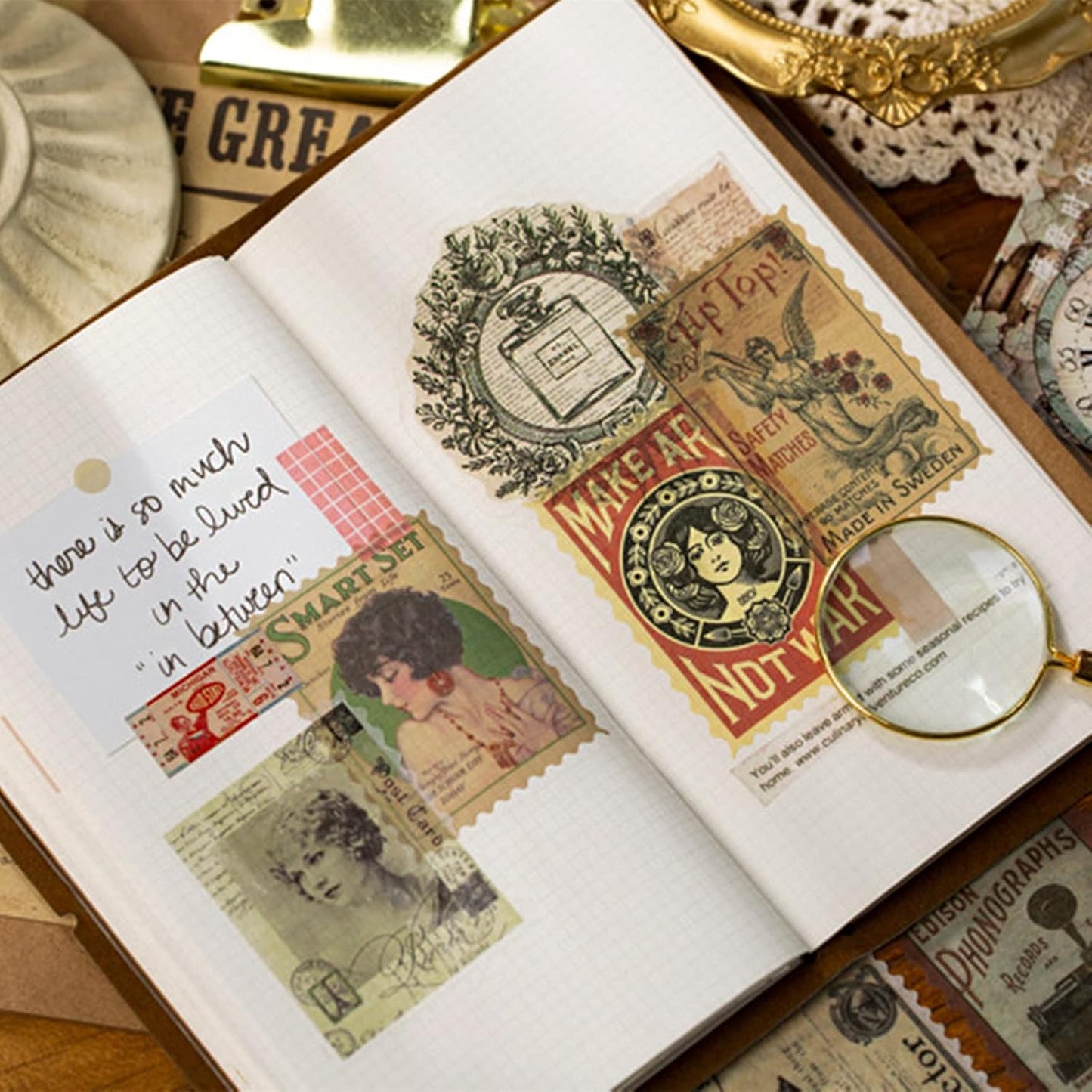 Vintage Flower Stickers, Postage Stamp Look Stickers, Aesthetic Botanical Deco Paper Sticker for Scrapbooking, Journaling Supplies, Planners, Kid DIY Art Crafts (Classical Beauty 60PCS)