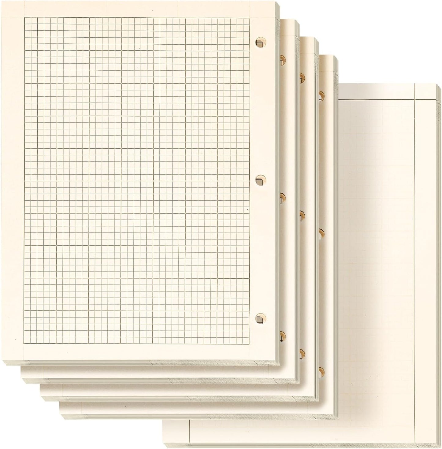 Zhanmai 5 Pack Engineering Computation Pad 5 Squares Per Inch 8.5" x 11" Engineering Graph Paper Notepad 100 Sheets Per Pad, 3 Hole Punched(Beige, Brown)