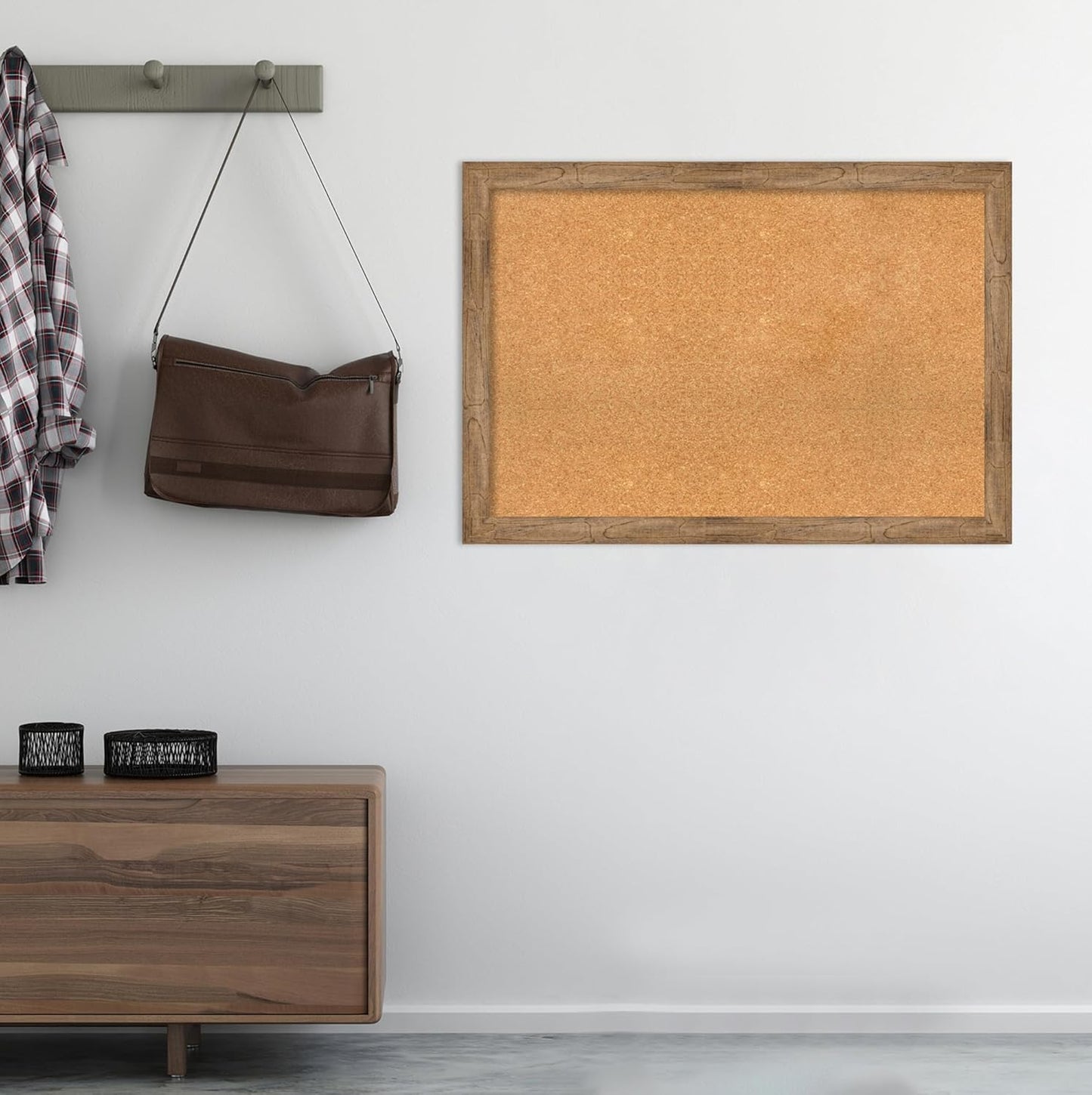 Amanti Art Natural Cork Board for Wall, 28x40 Vision Board with Brown Wood Frame, Large Corkboard Office Decor for Home Organization, Rustic Farmhouse Corkboard Pinboard to display items for home