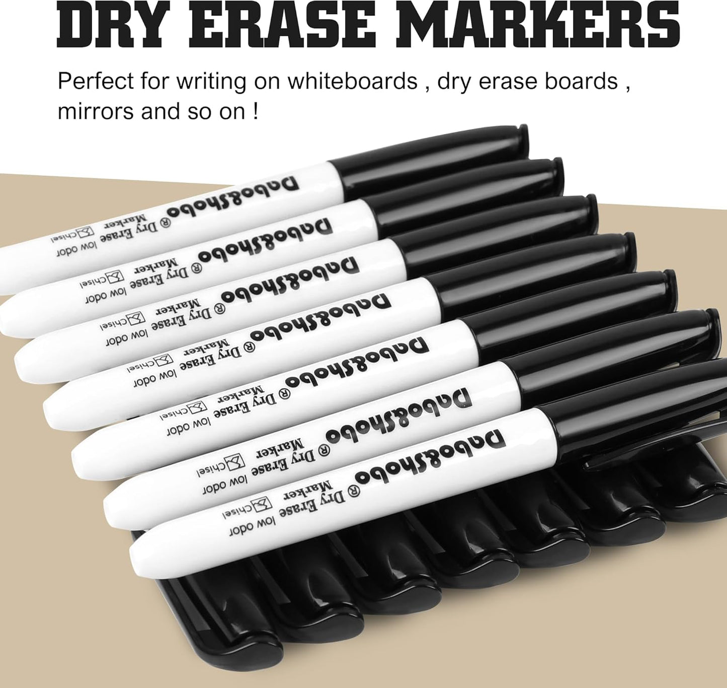 Dabo&Shobo Dry Erase Markers Bulk, 120 Count Black Whiteboard Markers, Low Odor Dry Erase Markers, Chisel Tip, Suitable for School, Office, or Home
