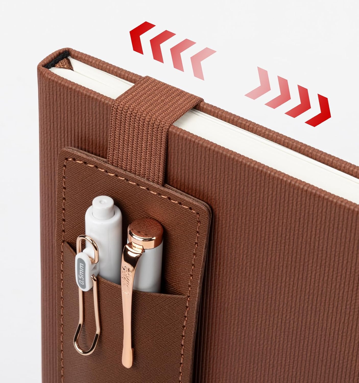 Lined Journal Notebook for Work, A5 Leather Notebook with Pen Holder, 100GSM/160 Pages Thick Paper, Daily Journals for Writing, School, Note Taking, Business, Travel, College Ruled