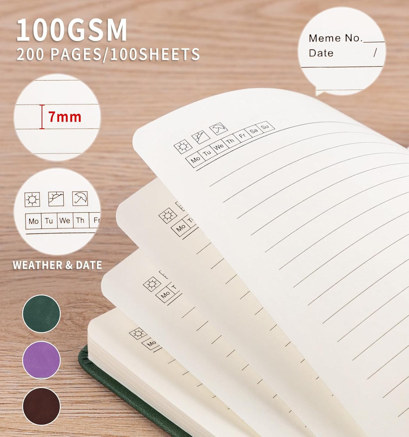 Lined Journal Notebook for Women Men, B5 Hardcover Leather Journals for Writing, 200 Pages Thick Paper, Daily Journal Notebook for Work, School, Note Taking, Business, Travel, College Ruled