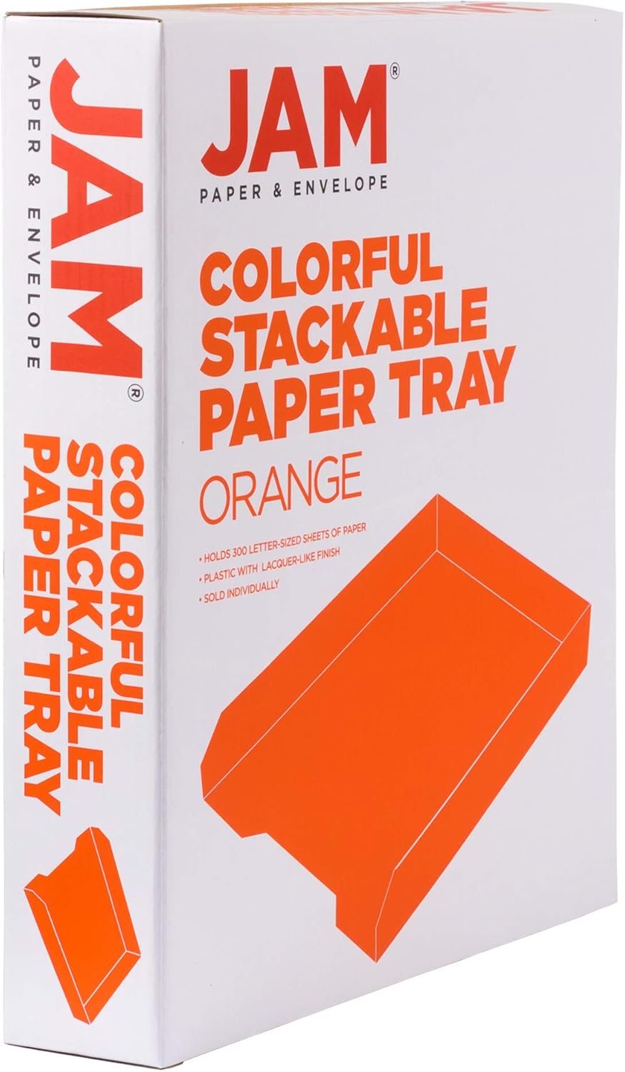 JAM PAPER Stackable Paper Trays - Orange - Desktop Document, Letter, & File Organizer Tray - 2/Pack