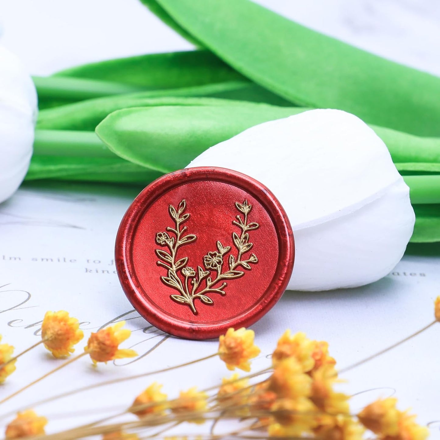 SWANGSA Flower Wax Seal Stamp Kit with 200pcs Sealing Wax Beads, Great for Embellishment of Invitations, Wine Packages, Gift Ideas