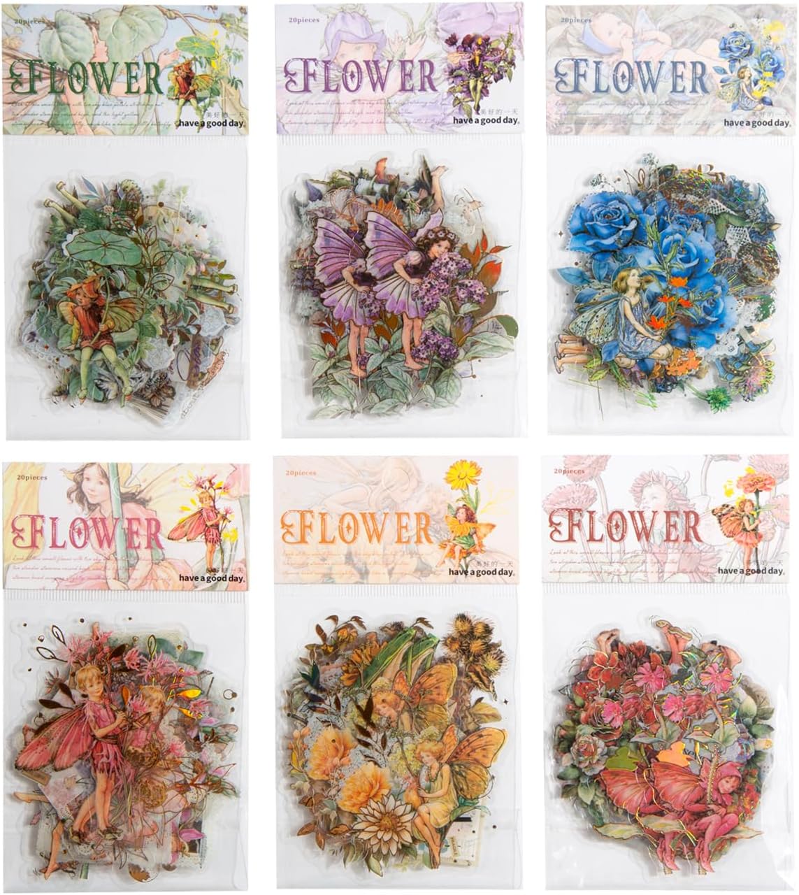 Alideco 120pcs Scrapbook Stickers The Flower Fairy Scrapbooking Junk Journal Crafts Embelishment Decoration Diary Stickers (huazhijingling)