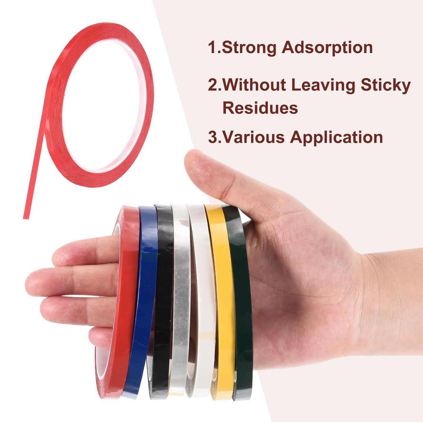 MECCANIXITY 10 Rolls Whiteboard Tape Graphic Chart Tape 5mm 54.7 Yard Art Tape Thin Self-Adhesive Pinstripe Tape Masking Tape for Gift Wrapping Craft Supplies, Red