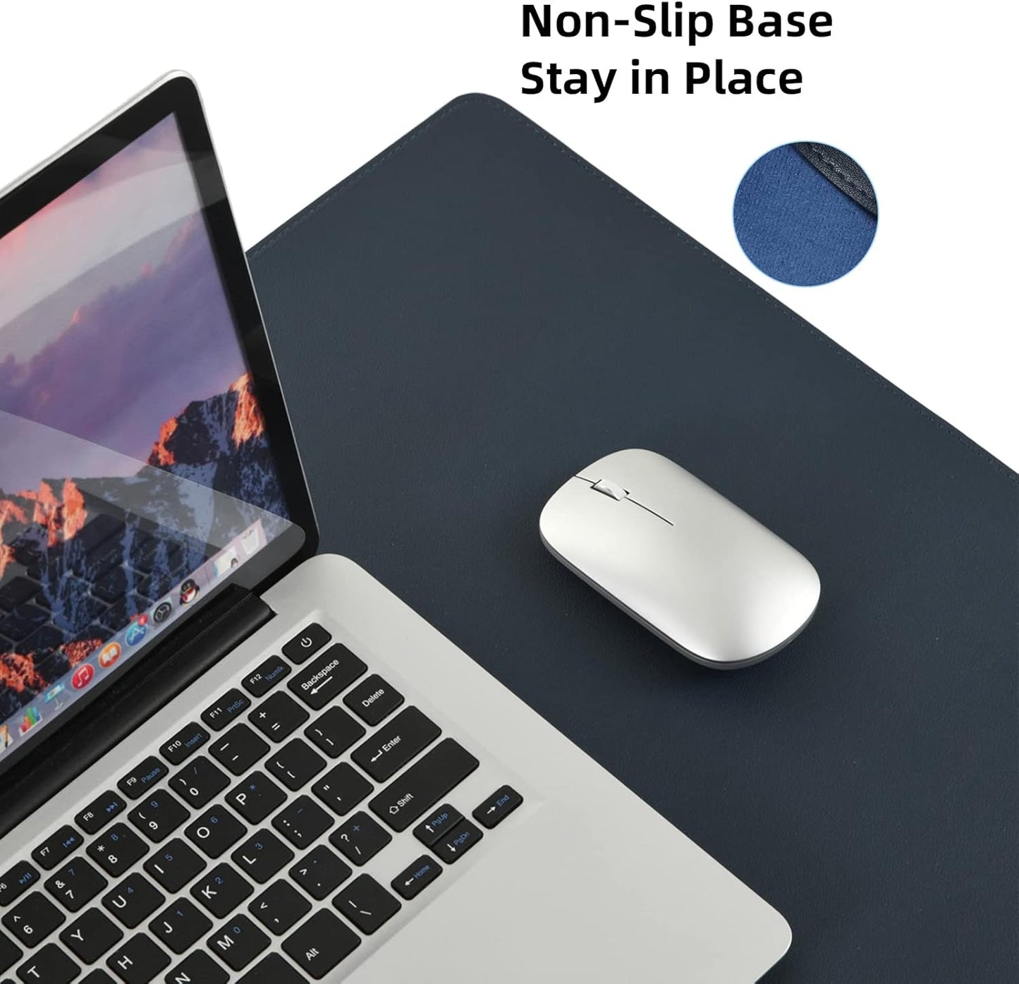 PU Leather Desk Pad Blotter,Navy Waterproof Office Desktop Mat for Men,36x17in Non-Slip Large Mouse Pad/Writing Protector/Desk Accessories
