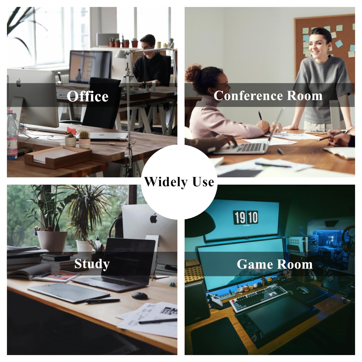 4 Pack Desk Grommet 2 Inch (50 mm), Desk Hole Cover for Cables, Black Desk Cord Hole Cover for Office Home Table, Cable Grommet with 1 Hole Saw Drill Attachment & 6 Cable Ties