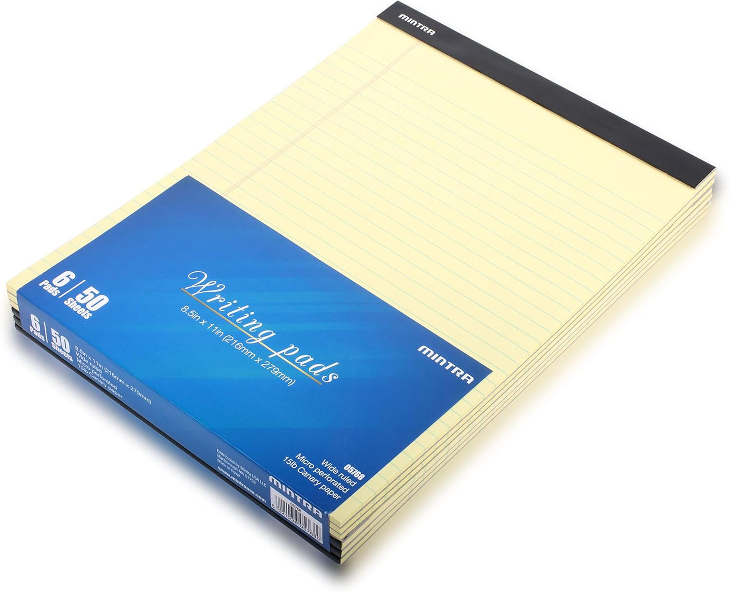 Mintra Office Legal Pads, ((xBasic, 8.5in x 11in, Wide (Canary)