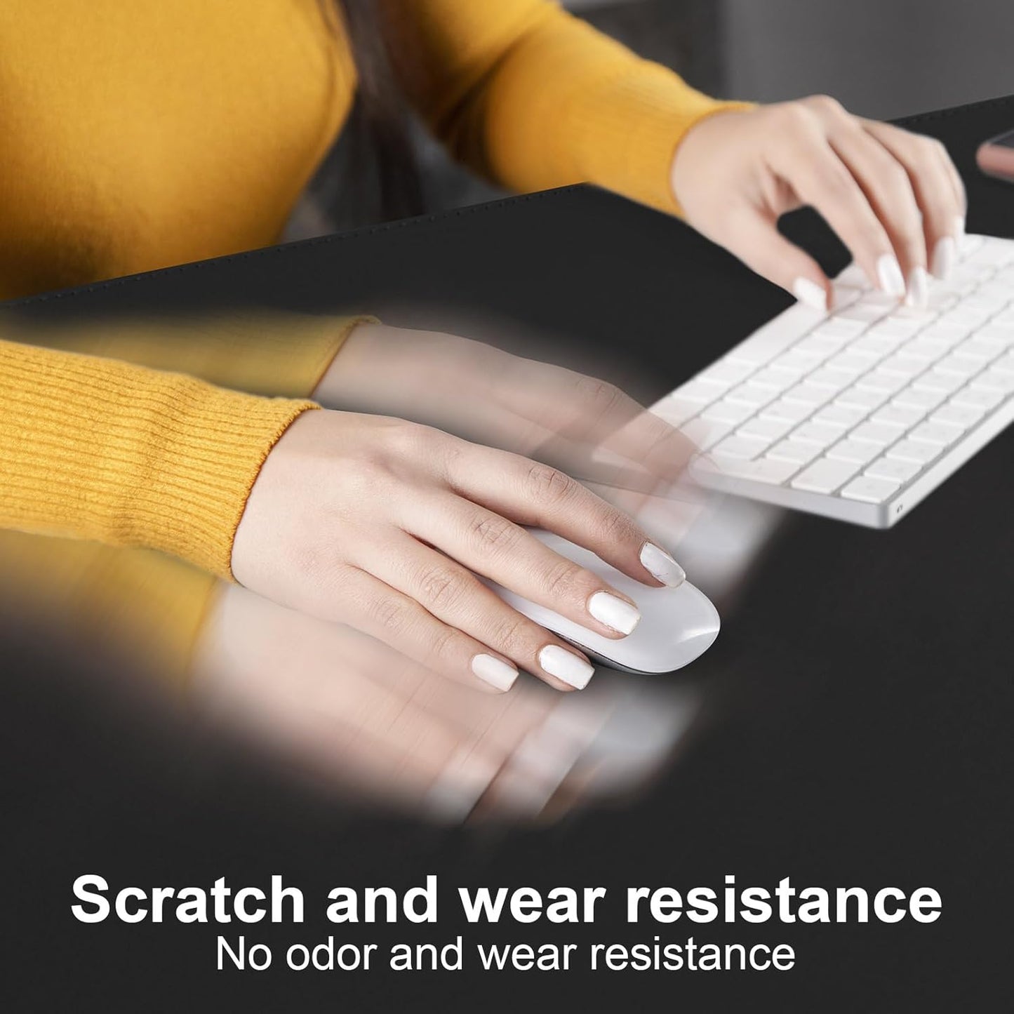 DAWNTREES Desk Mat Protector,PU Leather Desk Pad,Non Slip, Large Mouse Pad and Keyboard Mat, Waterproof Writing Pad for Office and Home (Black,35.5''x16.9'')