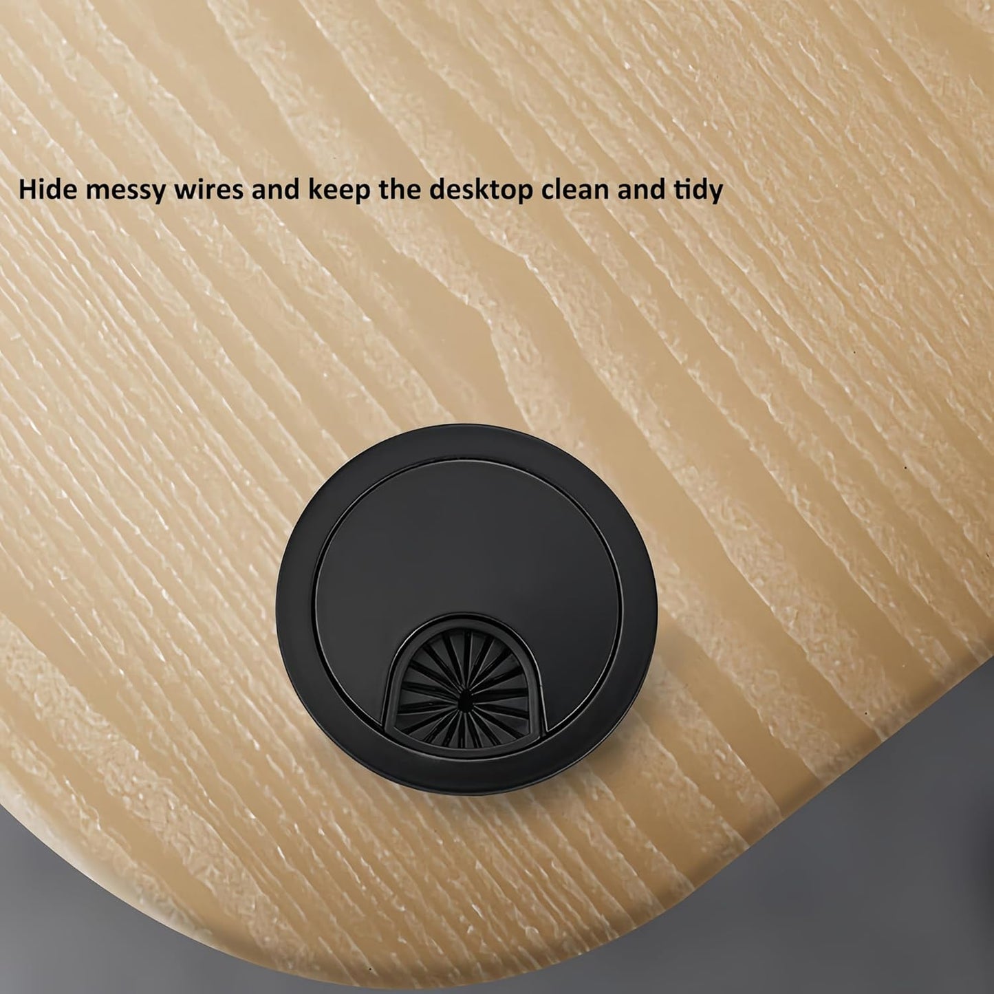 3 Pcs Satin Nickel Metal Cable Grommet, Zinc Alloy Desk Table Grommet Cable Cord Hole Cover for Home and Office, Fits 2inchs Hole 50MM Black