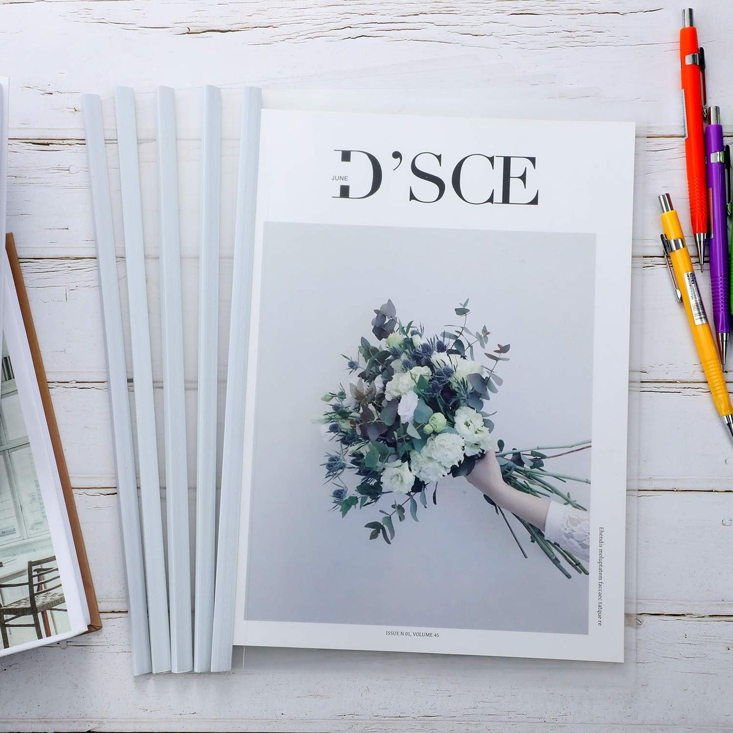 Pelopy 20 Pack Binding Bars Slide Grip, 40 Sheets Capacity, Plastic Slide for School Office Report Cover A4 Spine(White,0.8 cm)