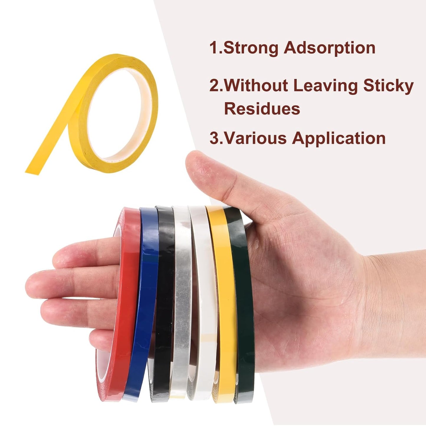 MECCANIXITY 10 Rolls Whiteboard Tape Graphic Chart Tape 15mm 54.7 Yard Art Tape Thin Self-Adhesive Pinstripe Tape Masking Tape for Gift Wrapping Craft Supplies, Yellow