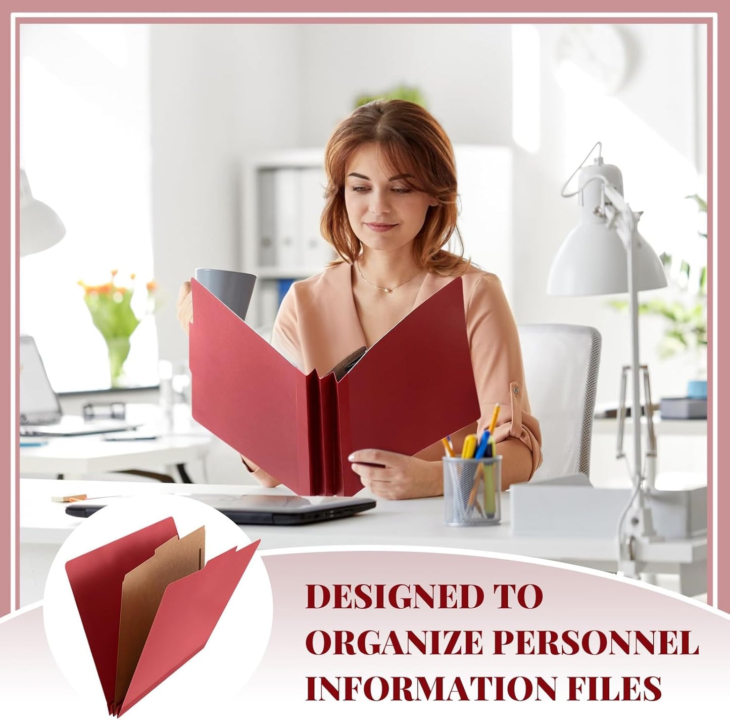 48 Pcs Classification Folders Letter Size, 1 Divider Pressboard File Folder with Fasteners, Expanding File Organizer Bulk for Teachers, Clergy, Office, Church, Christmas Donations (Red)