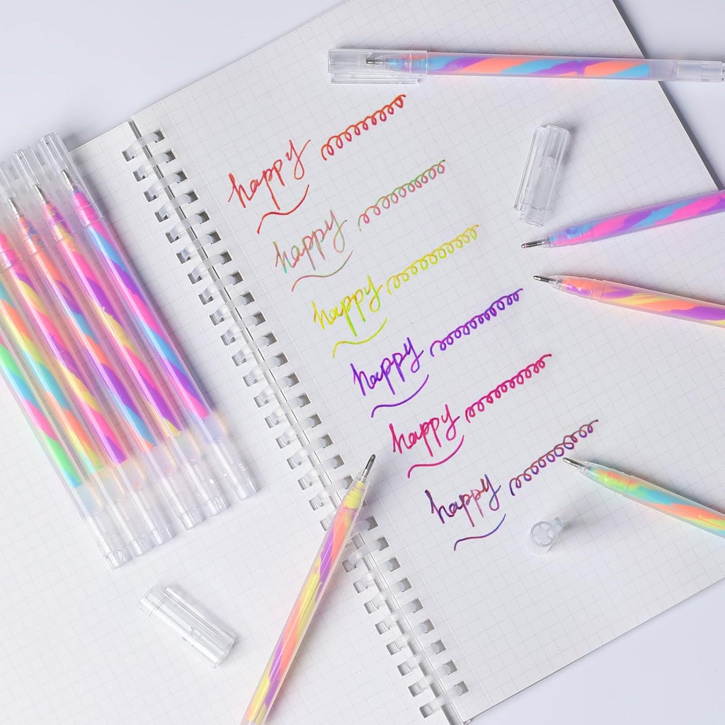 LIULIUCAI 12 Pack Mixing of 3 Colors Rainbow Gel Pens Color Changing Ballpoint Pen Pastel Pens Set for Adults Coloring Books Drawing Doodling Scrapbooking Notes Updated Version