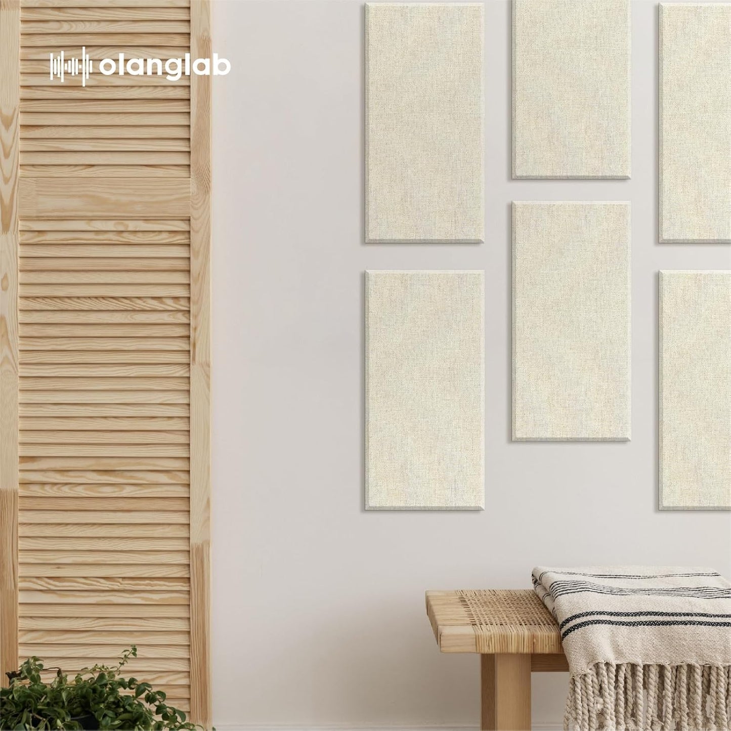 Olanglab Fiberglass Acoustic Wall Panels 4 Pack, 11.8'' x 23.6'' Sound Panels, Fabric Wrapped Sound Proof Panels for Walls (White)