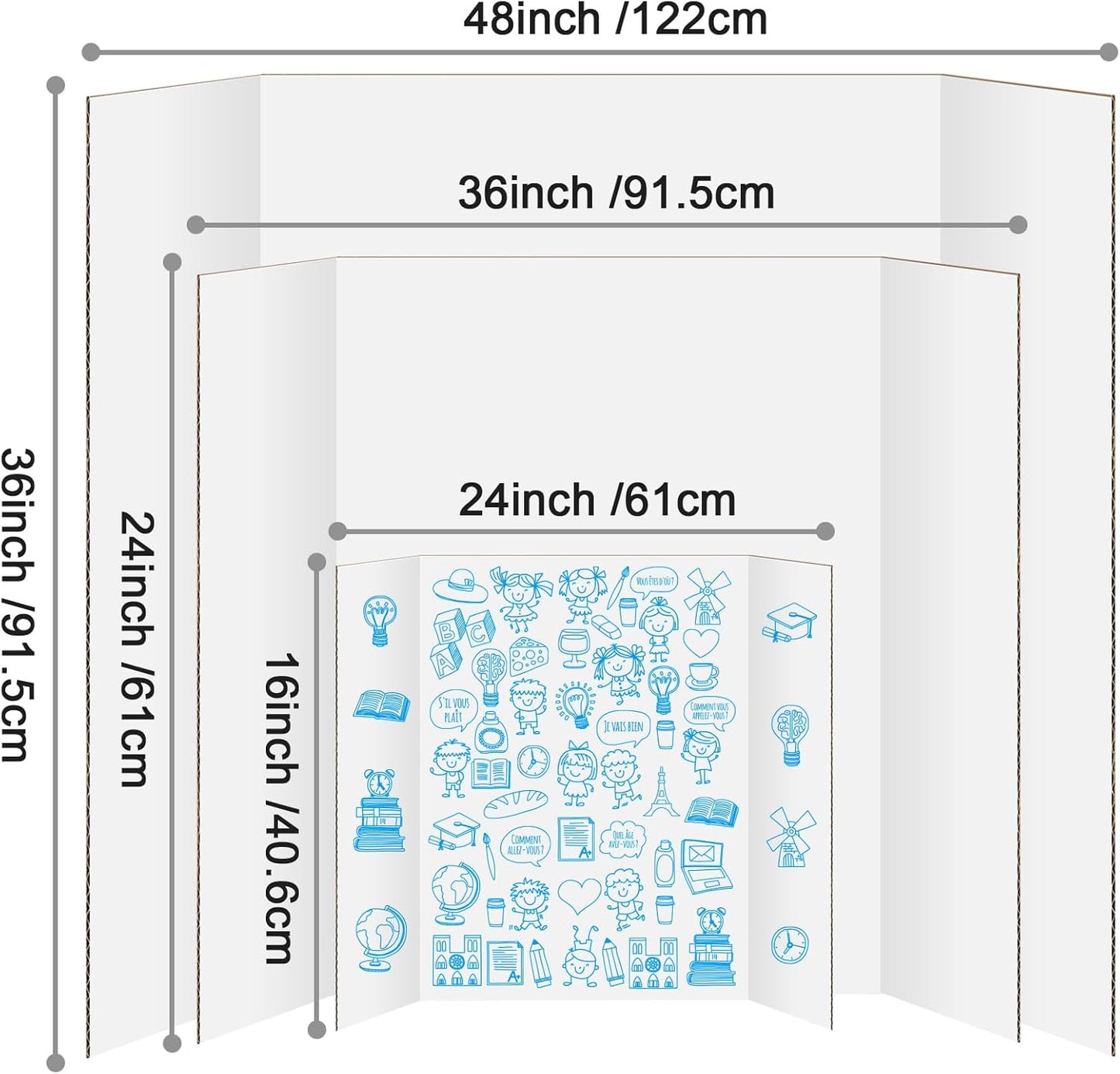 4 Pack Trifold Poster Board 24" X 36", IKAYAS Single sided White Tri-fold Poster Boards, Science Fair Display Boards Posterboard Foamboard for Mounting, Art, Display, Projects Classroom Supplies