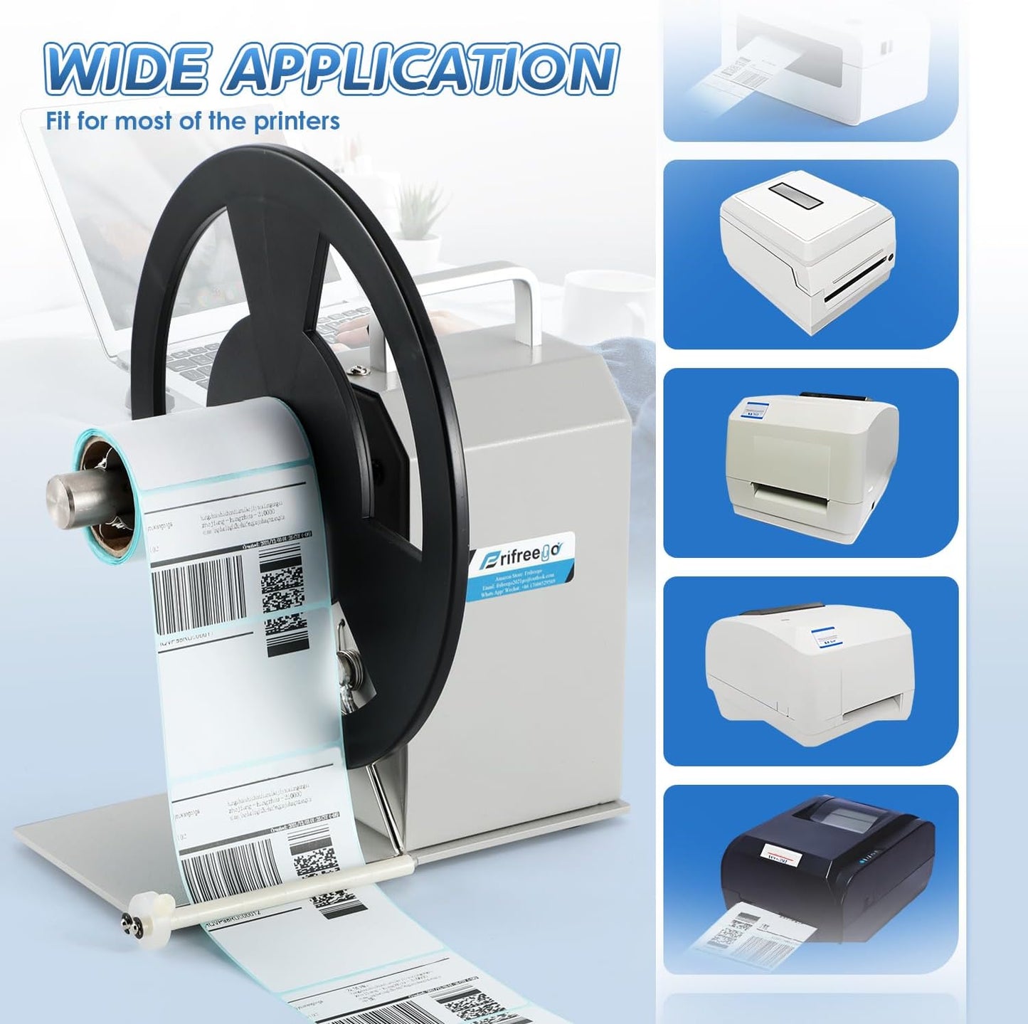 Automatic Rewinder, Speed-Adjustable Sticker Machine, Bidirectional Label Rewinding, Synchronized With Printer, 1"/1.5"/3" Core Holder, Width 3.54"