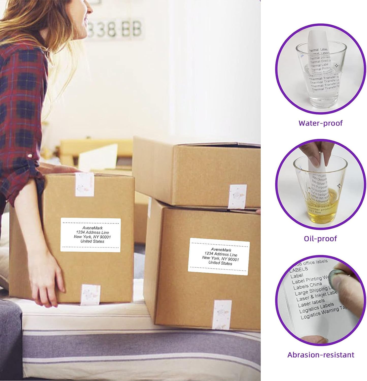 AveneMark 12 Rolls Direct Thermal Label 2.25" x 4" Shipping Labels for Mailing, Postage, Address, Perforated & Compatible with Zebra Desktop Printers & Rollo Desktop Label Printer (350 Labels/Roll)