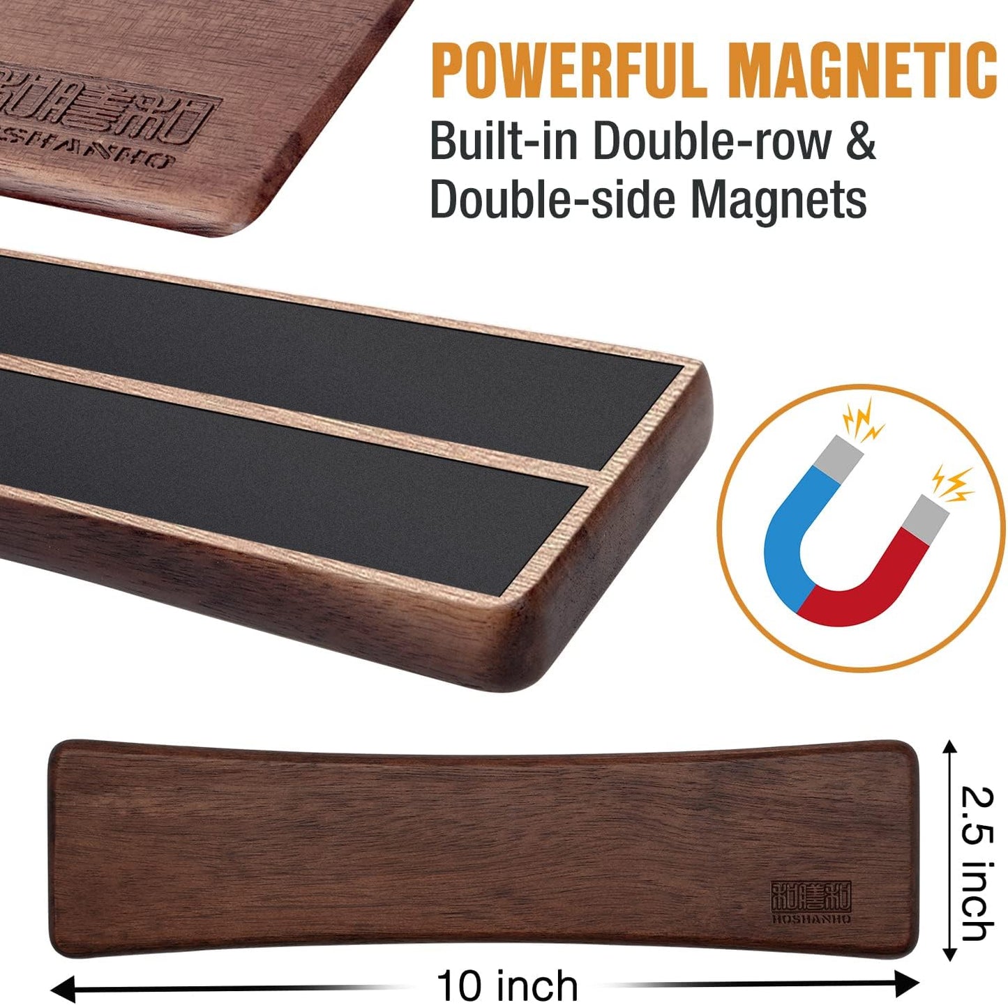 Knife Magnetic Strip, Acacia Wood Powerful Magnetic Knife Strips, Magnetic Knife Holder for Wall 10 Inch Use as Magnetic Tool Organizer, Home Organizer