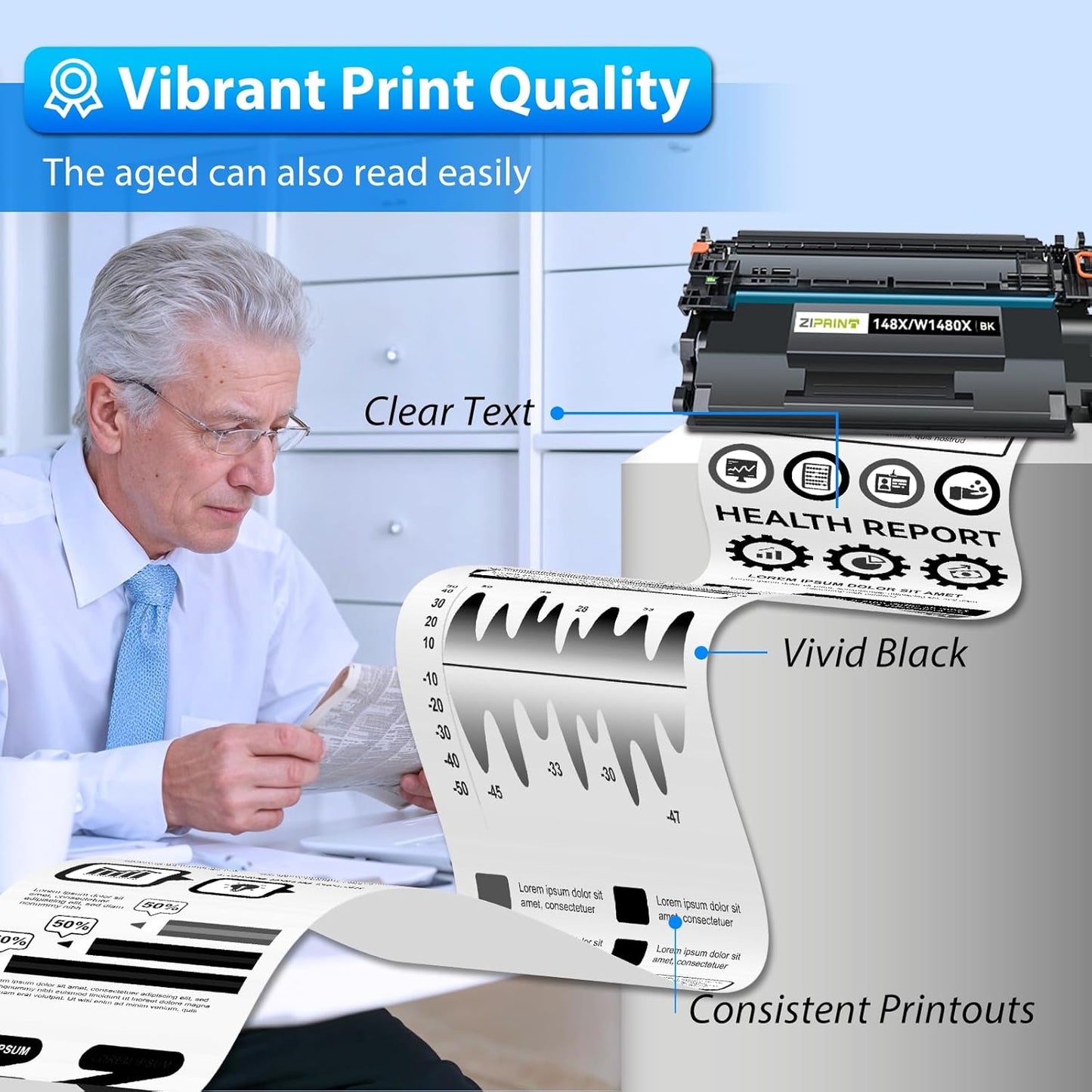 ZIPRINT 148X Black High Yield Toner Cartridge (with Chip) Compatible Replacement for HP 148X 148A W1480X W1480A for Laserjet Pro MFP 4101fdw 4101fdn 4001dw 4001dn 4001n (2 Pack)