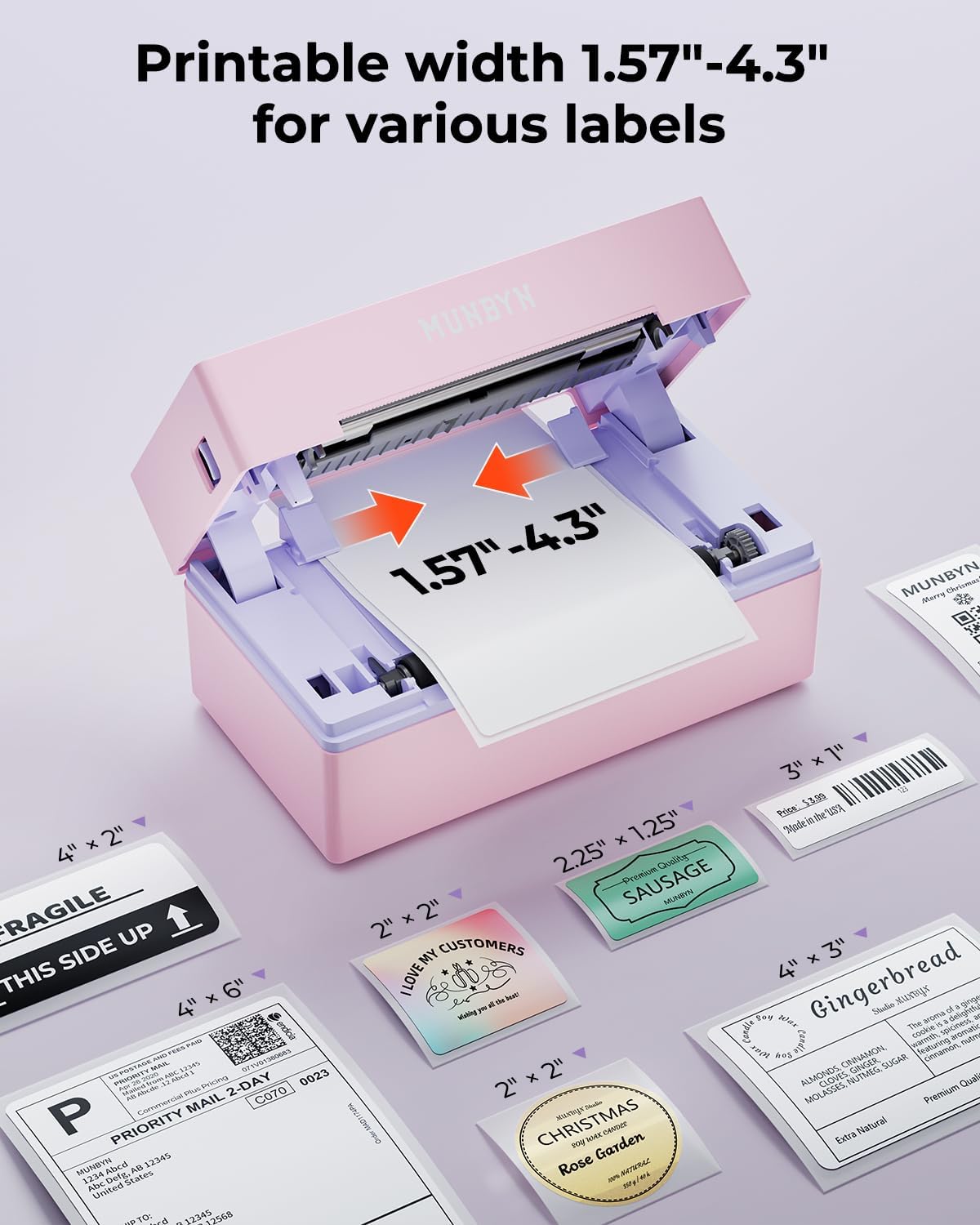 MUNBYN Bluetooth Thermal Label Printer, 130B Wireless 4x6 Shipping Label Printer for Shipping Packages Small Business Office or Home, Compatible with iPhone Android iPad Windows macOS Chrome Etsy eBay