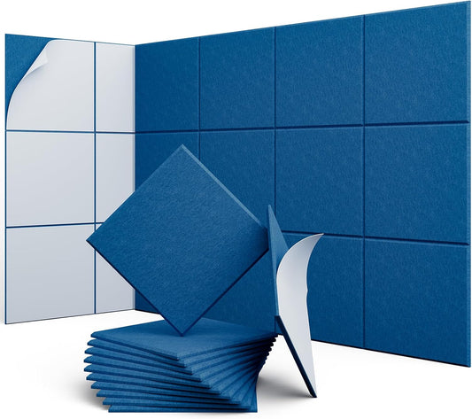 12 Pack 12" X 12" X 0.4" Acoustic Panels for Wall Sound Absorbing,Square Self-Adhesive Sound Panels, High Density Suitable for Multiple Scenarios(Yale Blue)