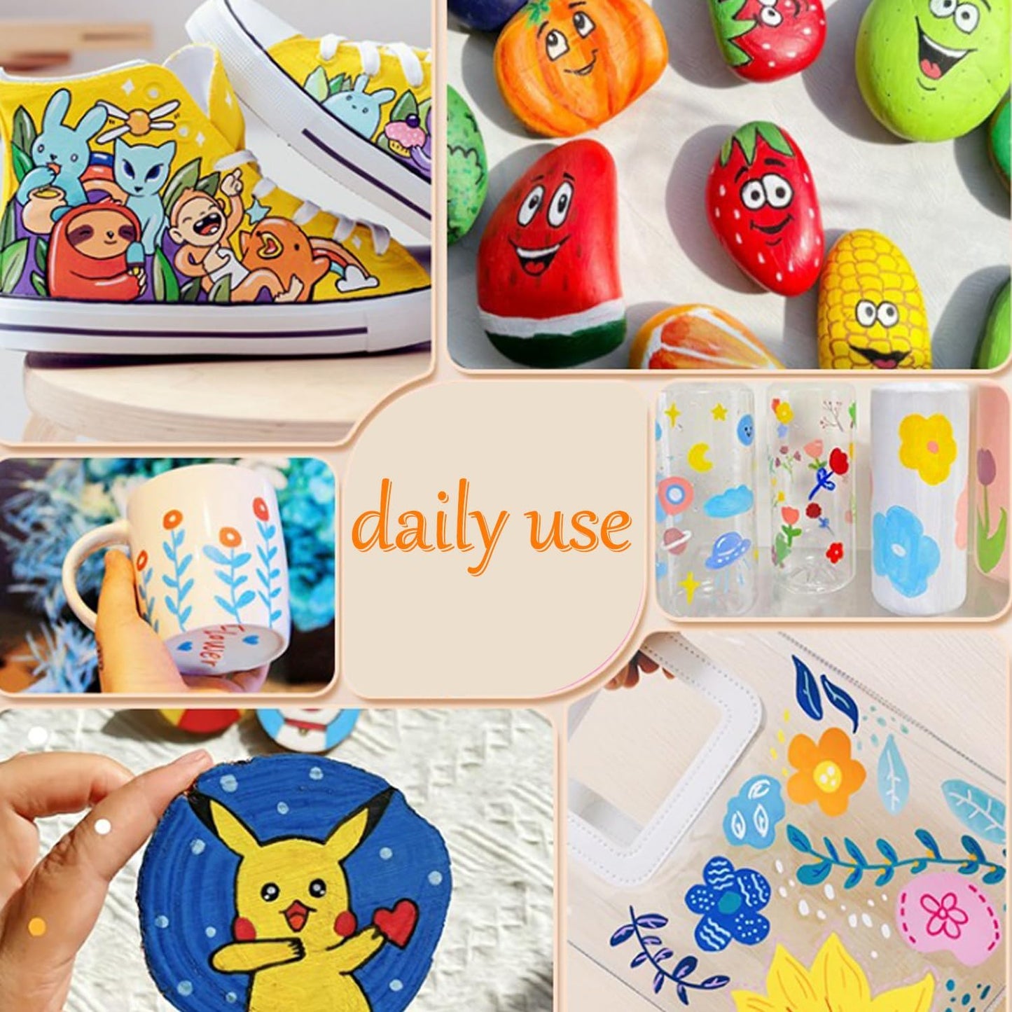 Tommax Acrylic Paint Marker Pens, 36 Colors Dual Tip Acrylic Marker Set for Rock Painting, Canvas, Glass, Fabric, DIY Crafts for Kids and Adults