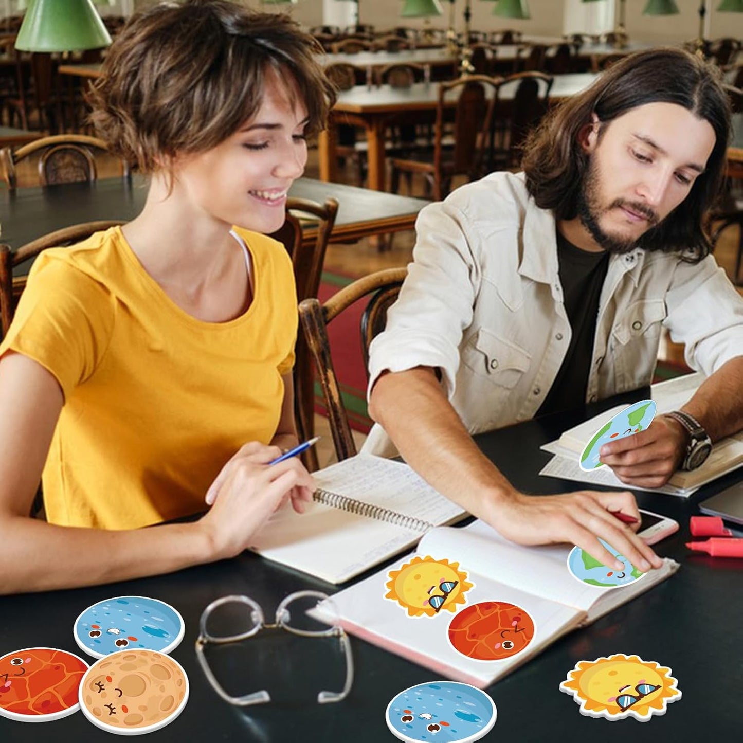 600Pcs Outer Space Sticky Notes, Cute Outer Space Memo Pads Solar System Planet Shaped Self Sticky Notepads for Teachers Office Classroom School Supplies Birthday Party Favors